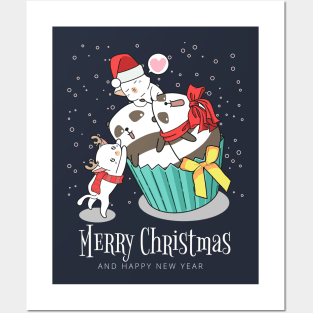 Cool Santa Cat - Happy Christmas and a happy new year! - Available in stickers, clothing, etc Posters and Art